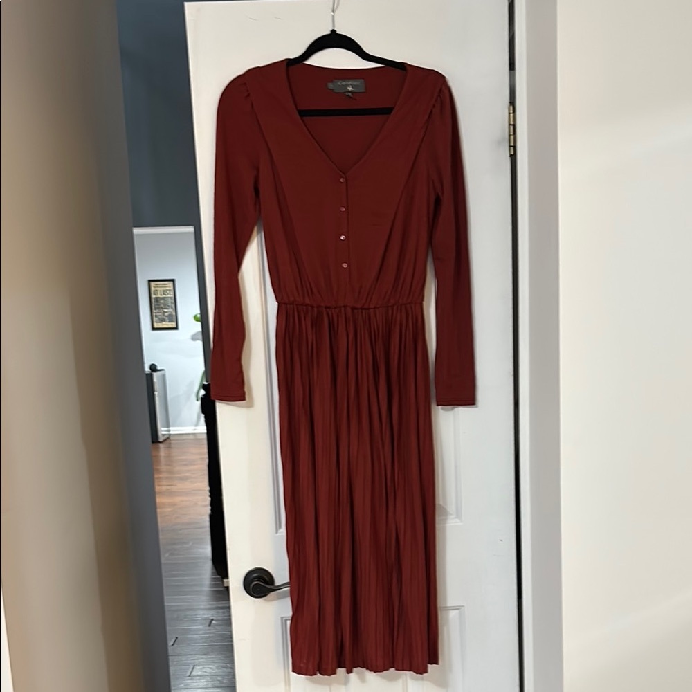 Elegant Rust Long Sleeve Dress